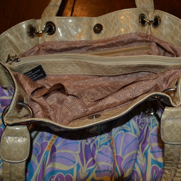 Sienna Ricchi Cream Purple Floral Faux Snake Purse - Picture 4 of 7